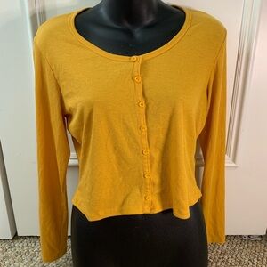 H&M Women’s Yellow Button Down Long Sleeve Shirt Size Large Preloved